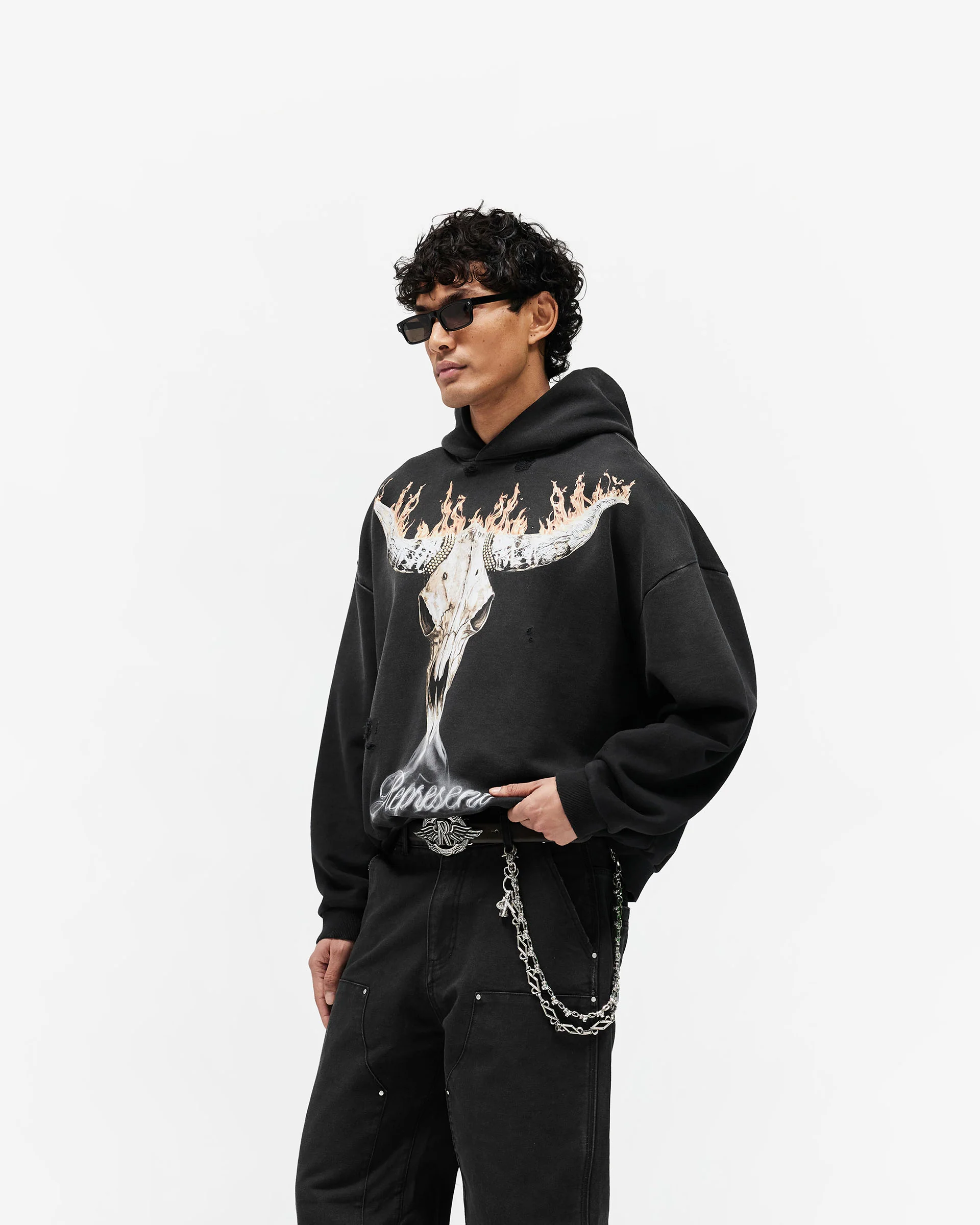 British Cowboys Hoodie - Stained Black - Image 4