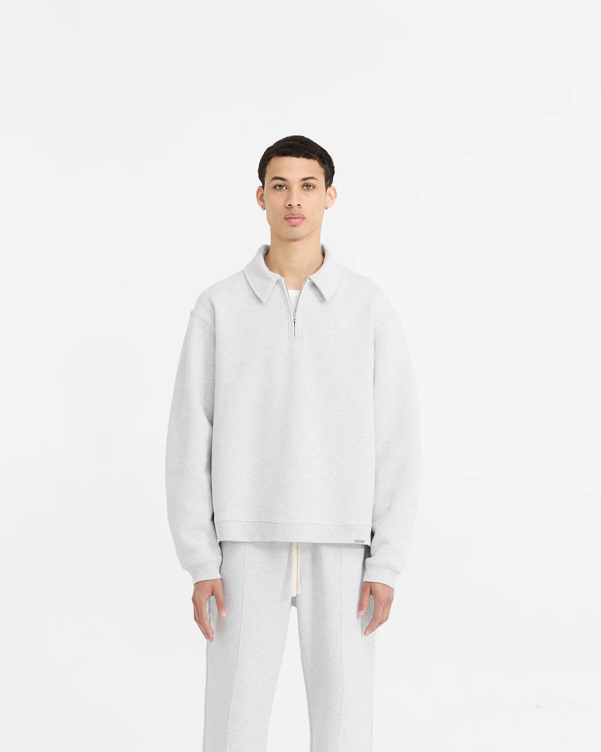 Initial Boxy Quarter Zip - Ice Grey Marl - Image 3