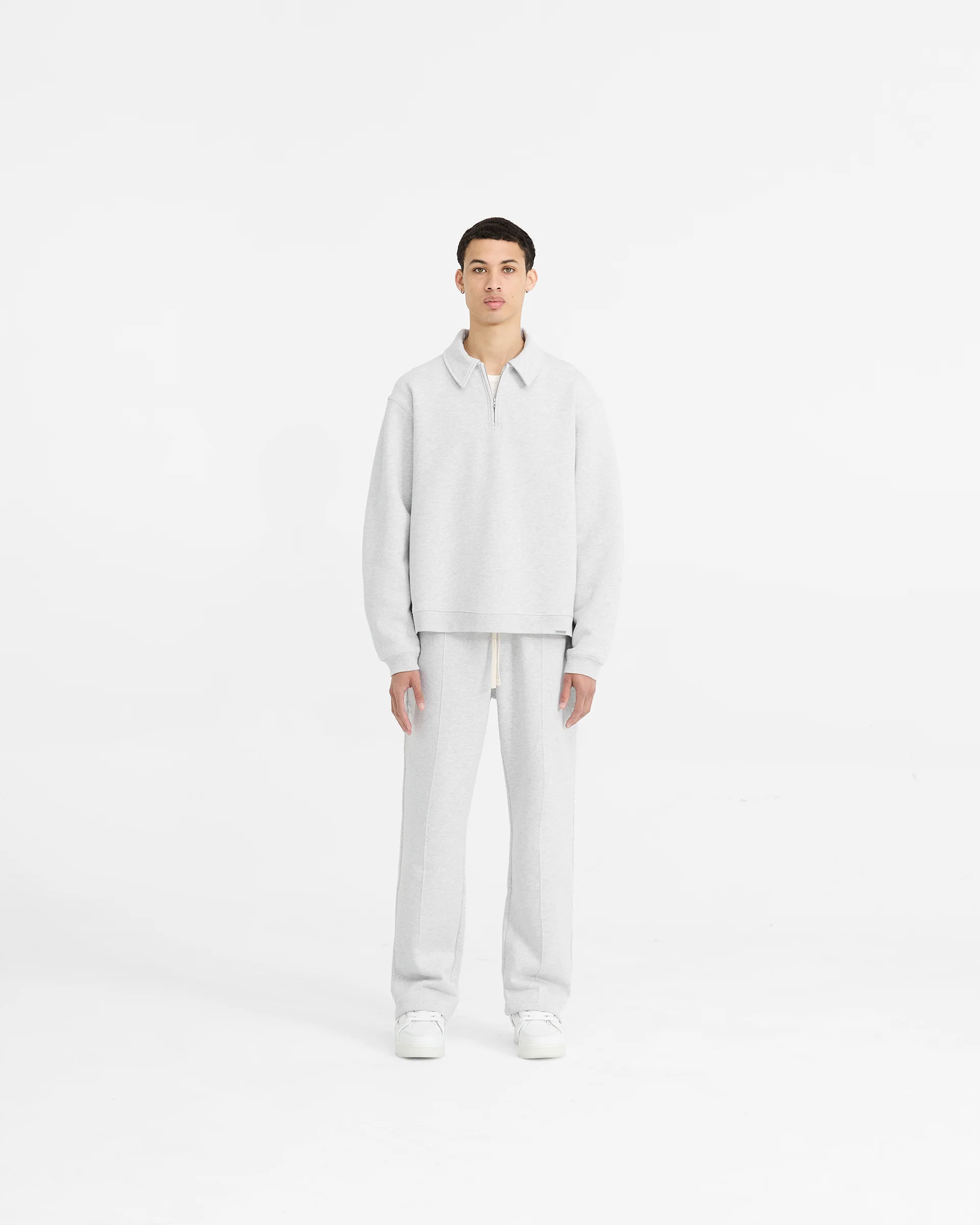 Initial Boxy Quarter Zip - Ice Grey Marl - Image 5
