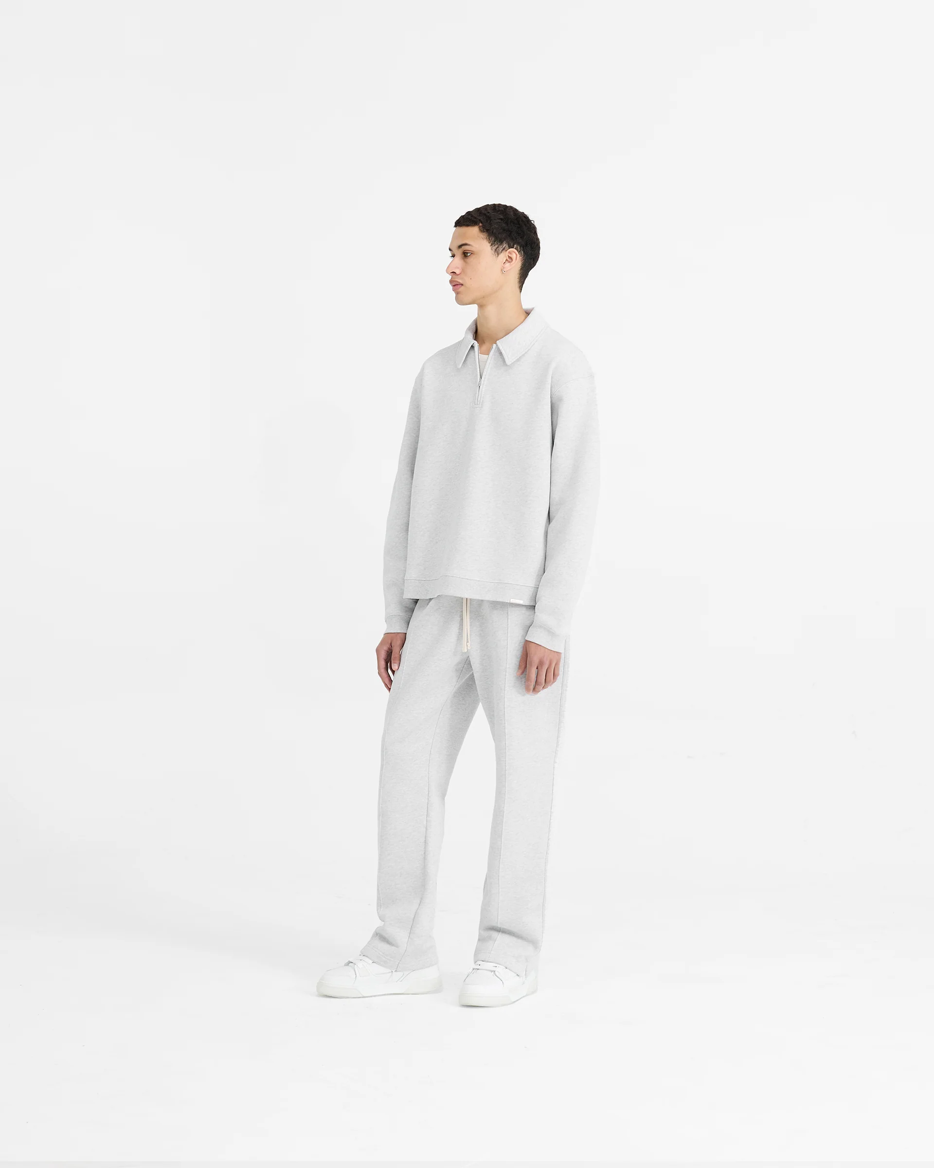 Initial Boxy Quarter Zip - Ice Grey Marl - Image 6
