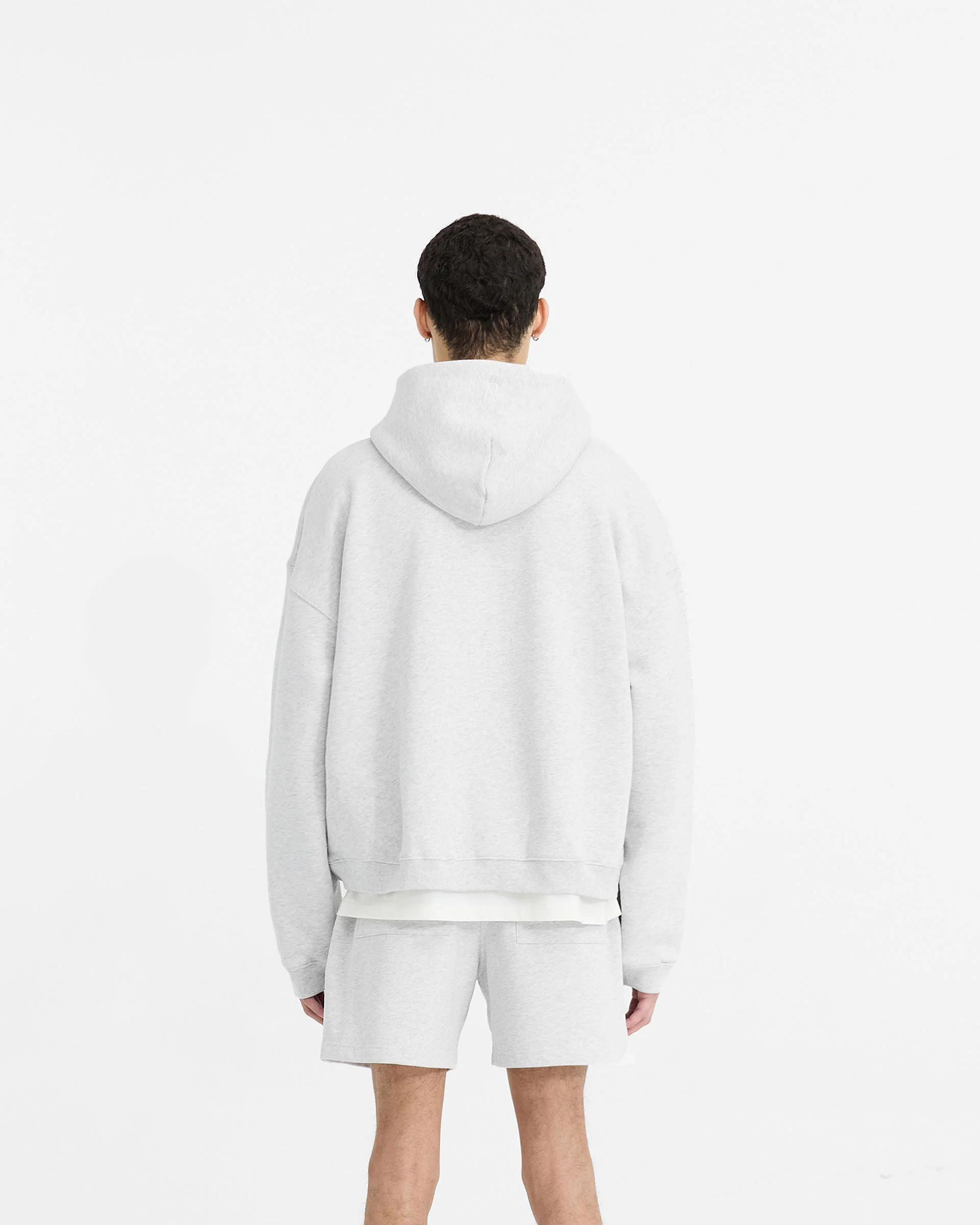 Initial Boxy Zip Through Hoodie - Ice Grey Marl - Image 4