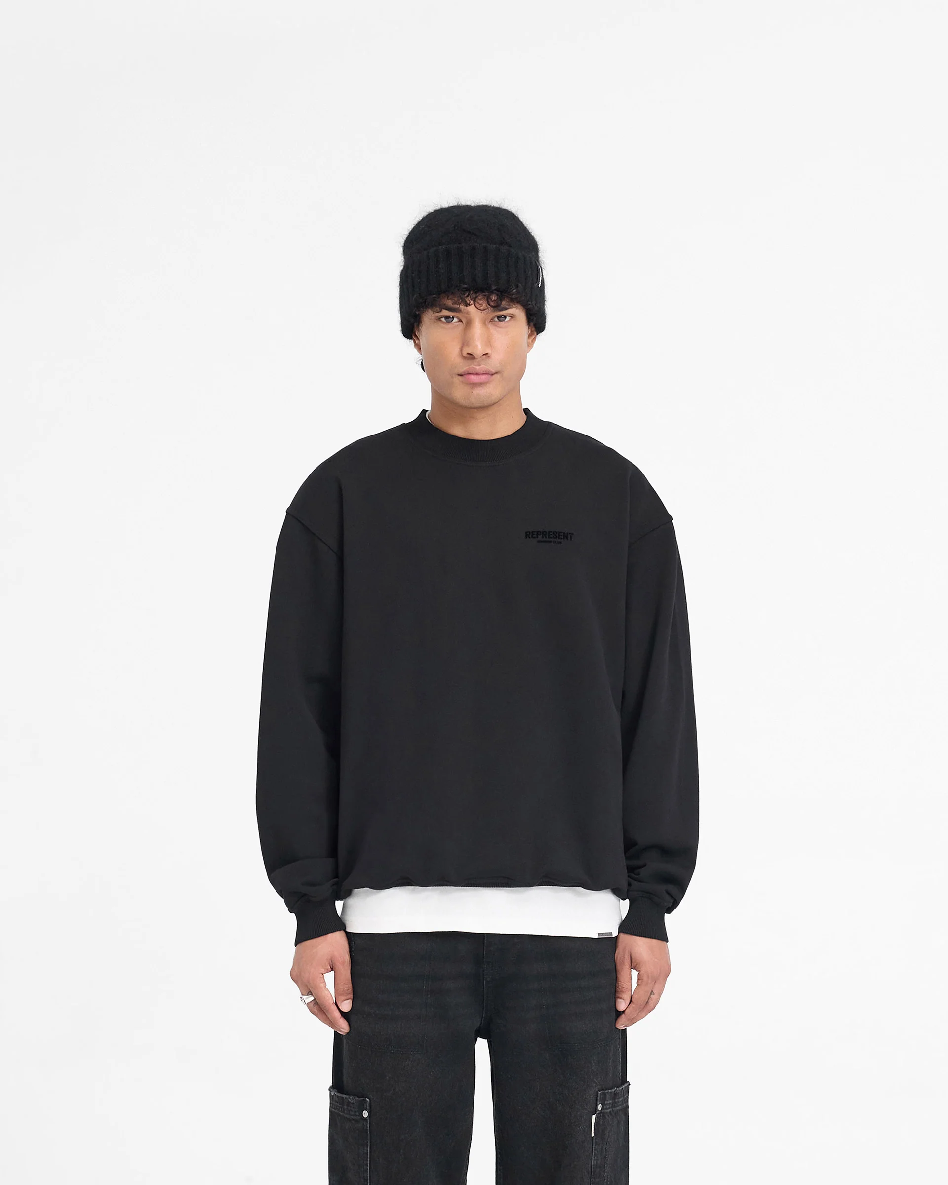 Represent Owners Club Flocked Sweater - Black - Image 3