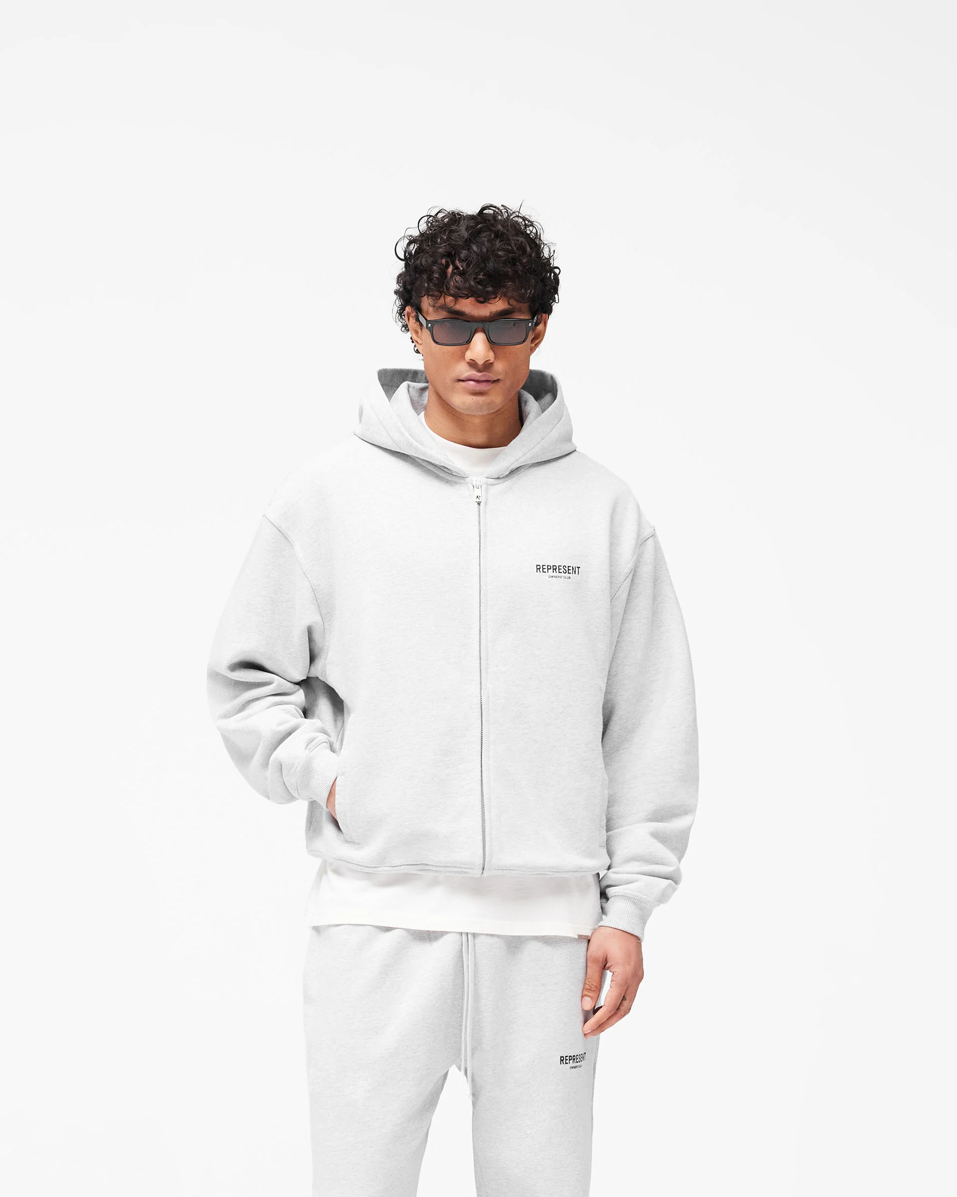 Represent Owners Club Zip Hoodie - Ash Grey - Image 3