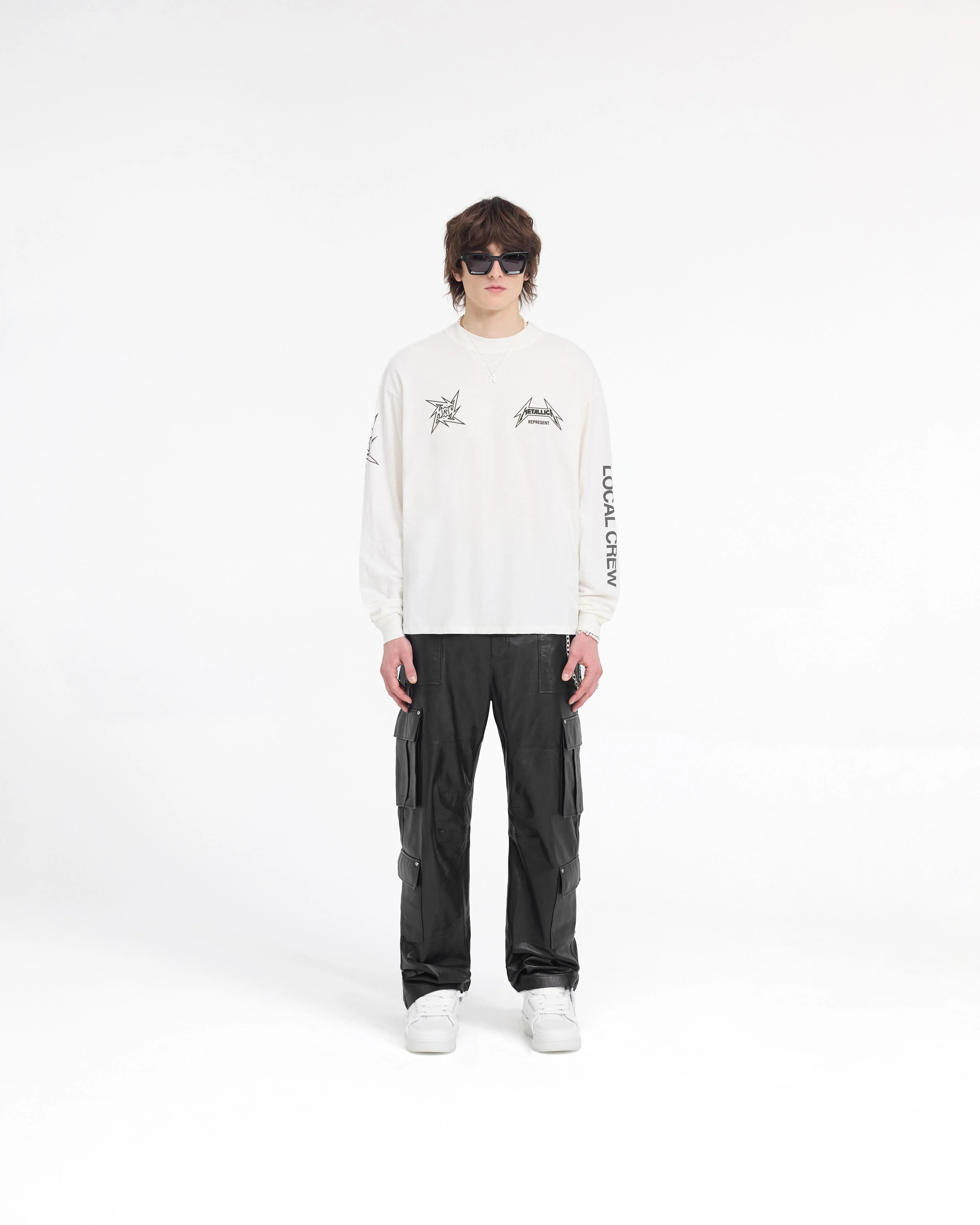 Represent X Metallica Local Crew Long Sleeve T-Shirt - Flat White - Image 6
