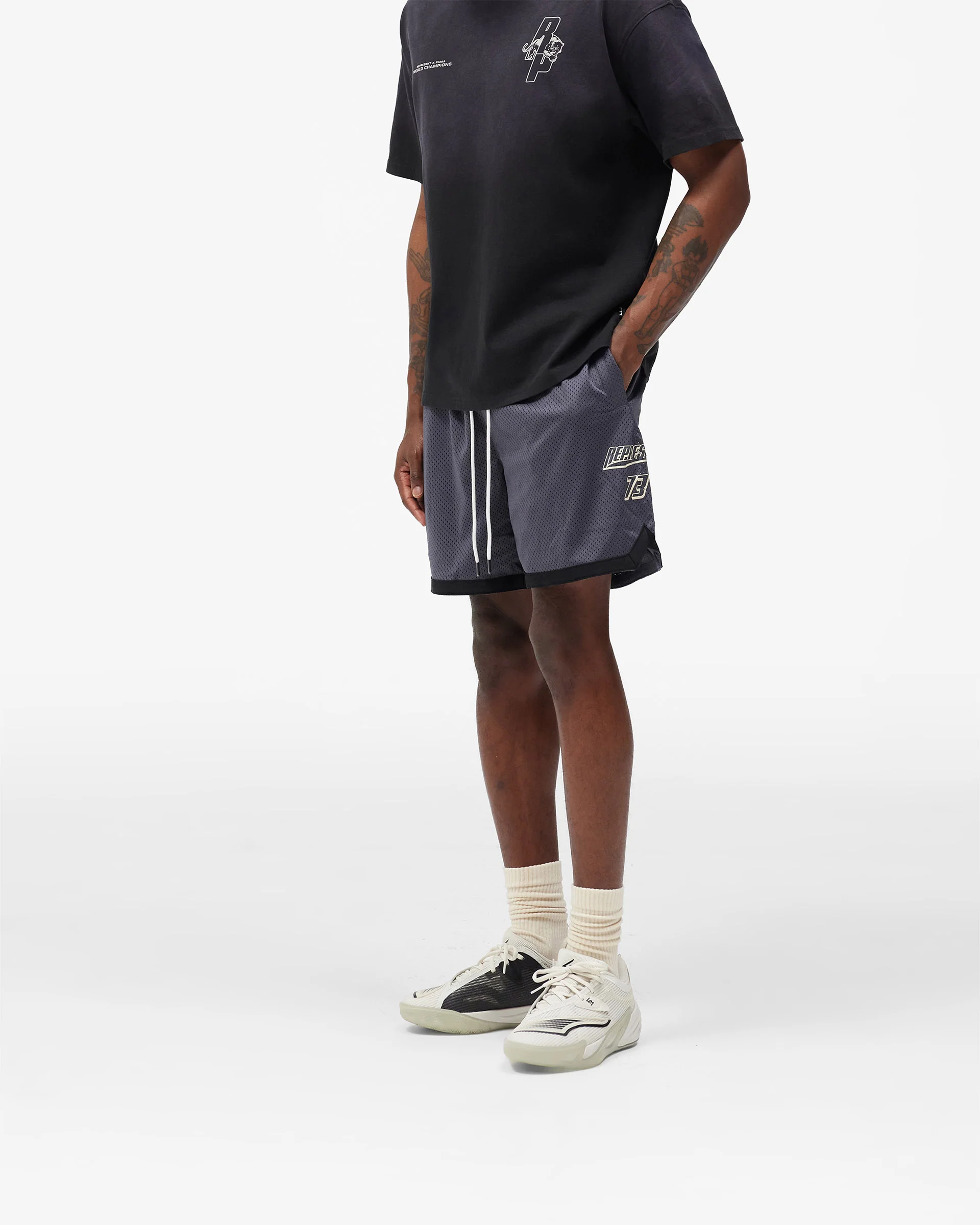 Represent X Puma Shorts - Galactic Grey - Image 4