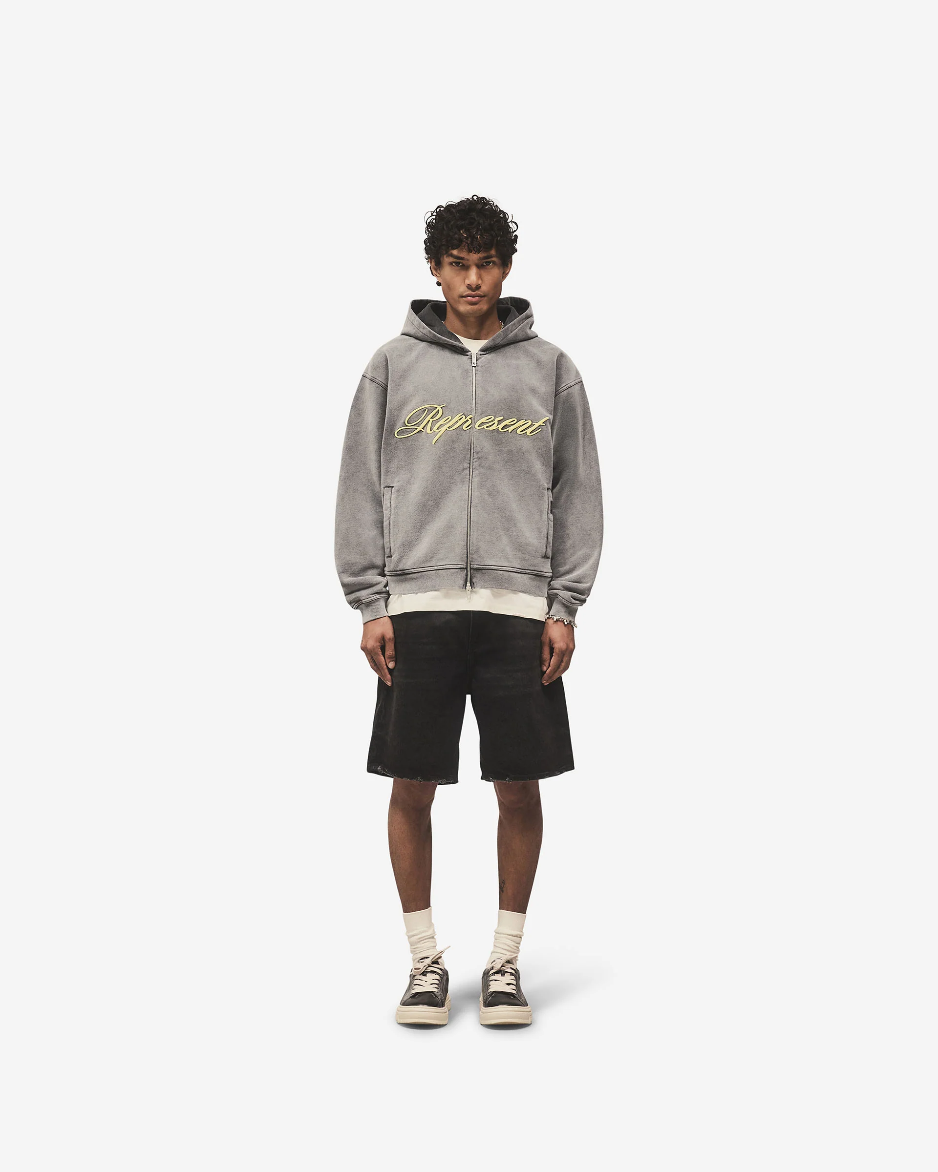 Script Logo Zip Hoodie - Vintage Grey - Image 7