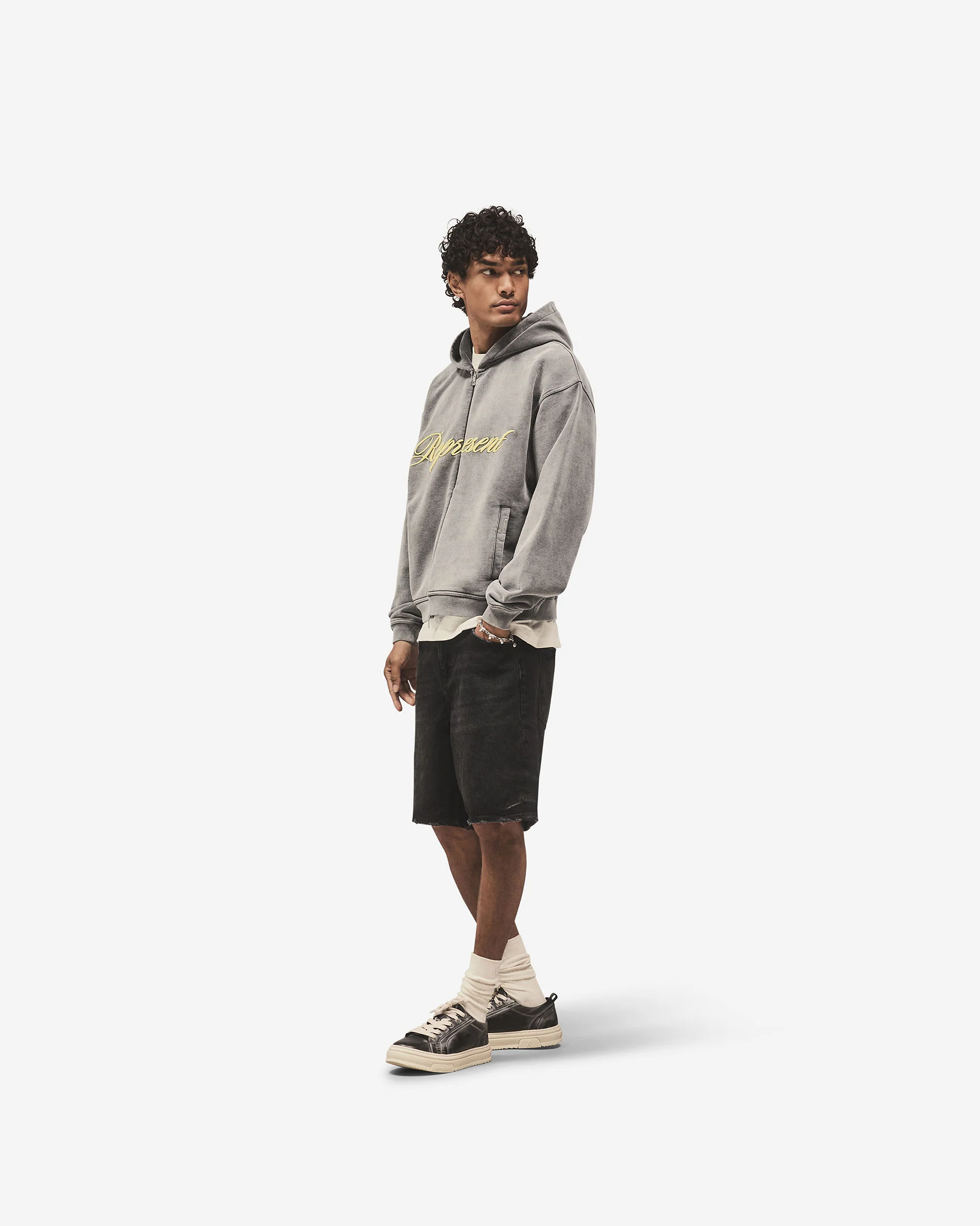 Script Logo Zip Hoodie - Vintage Grey - Image 8