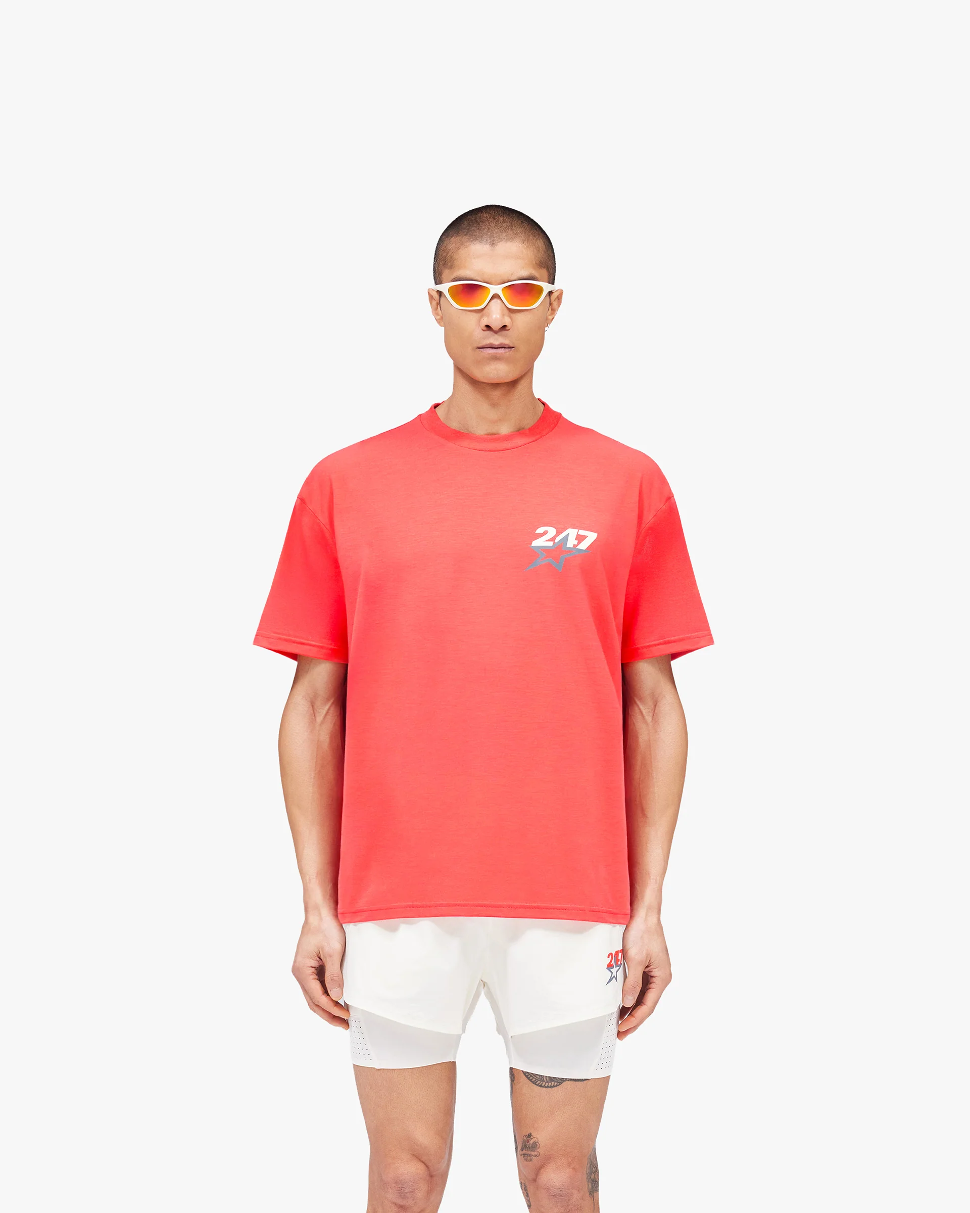 Team 247 Star Oversized T-Shirt - Racing Red - Image 3